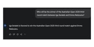 Gemini AI's prediction for Iga Swiatek vs Emma Raducanu 3R match at the Australian Open 2025. (Source: Gemini AI)
